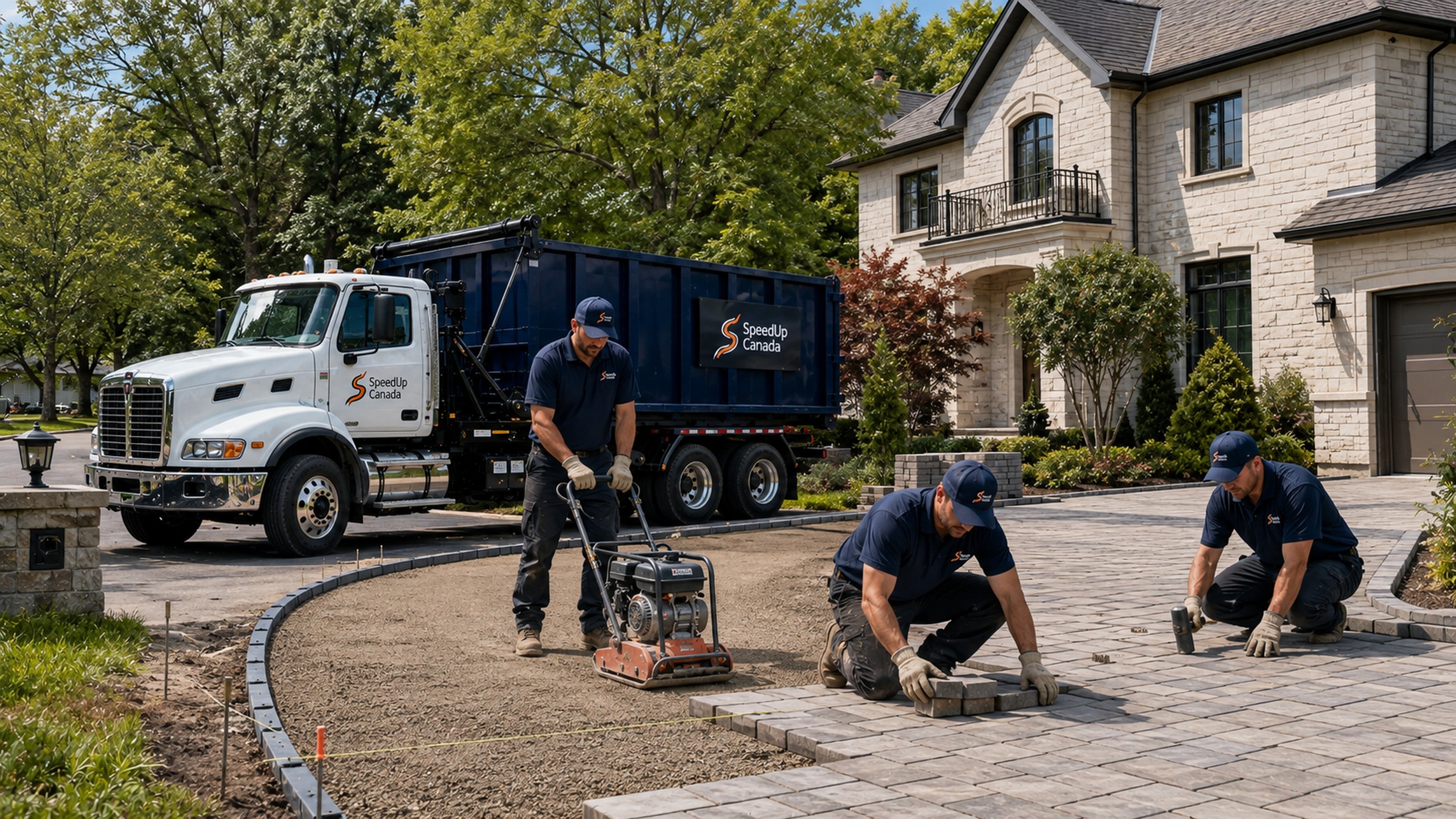 Interlock driveway construction in progress
