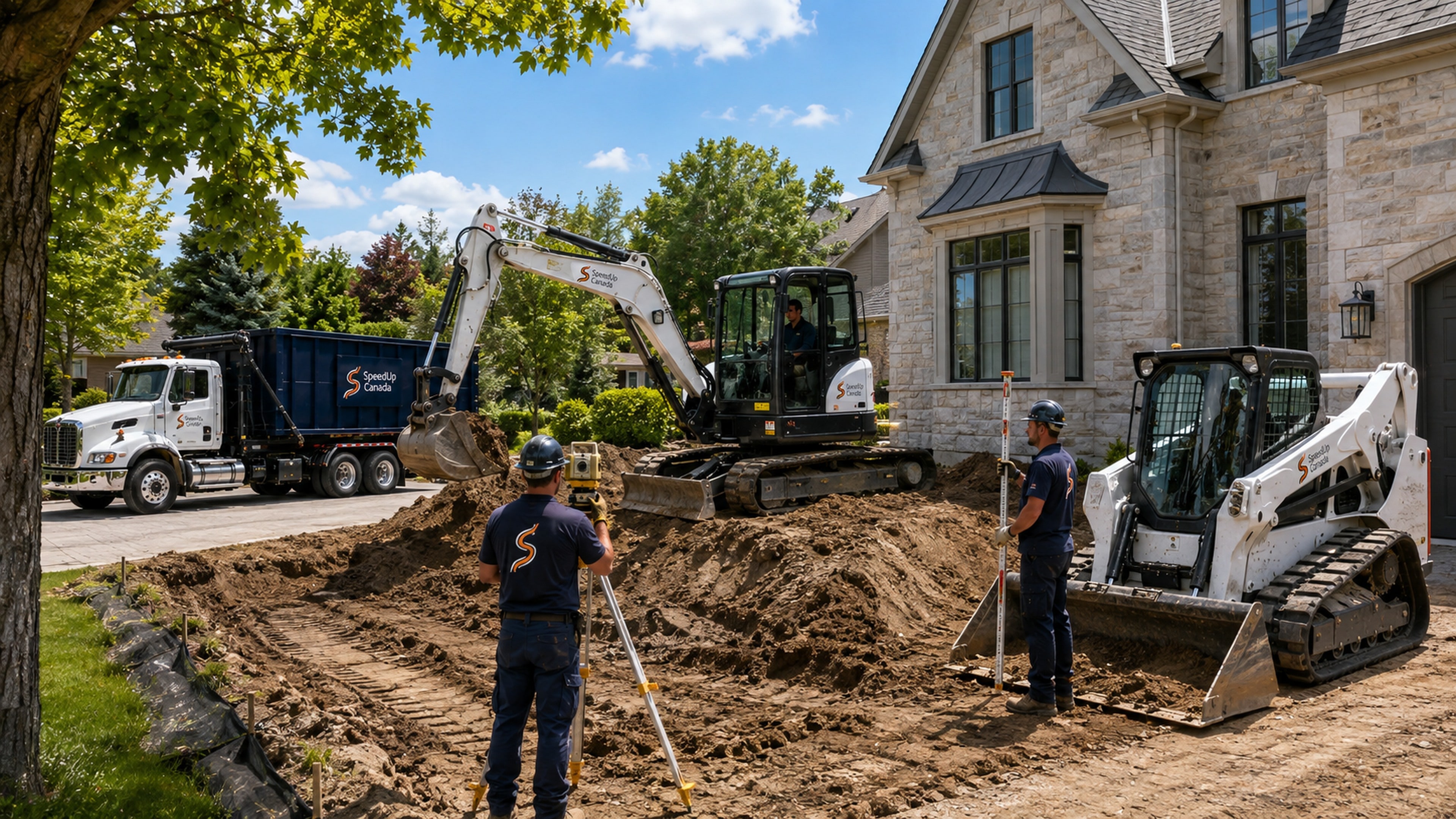 Construction site grading and earthwork