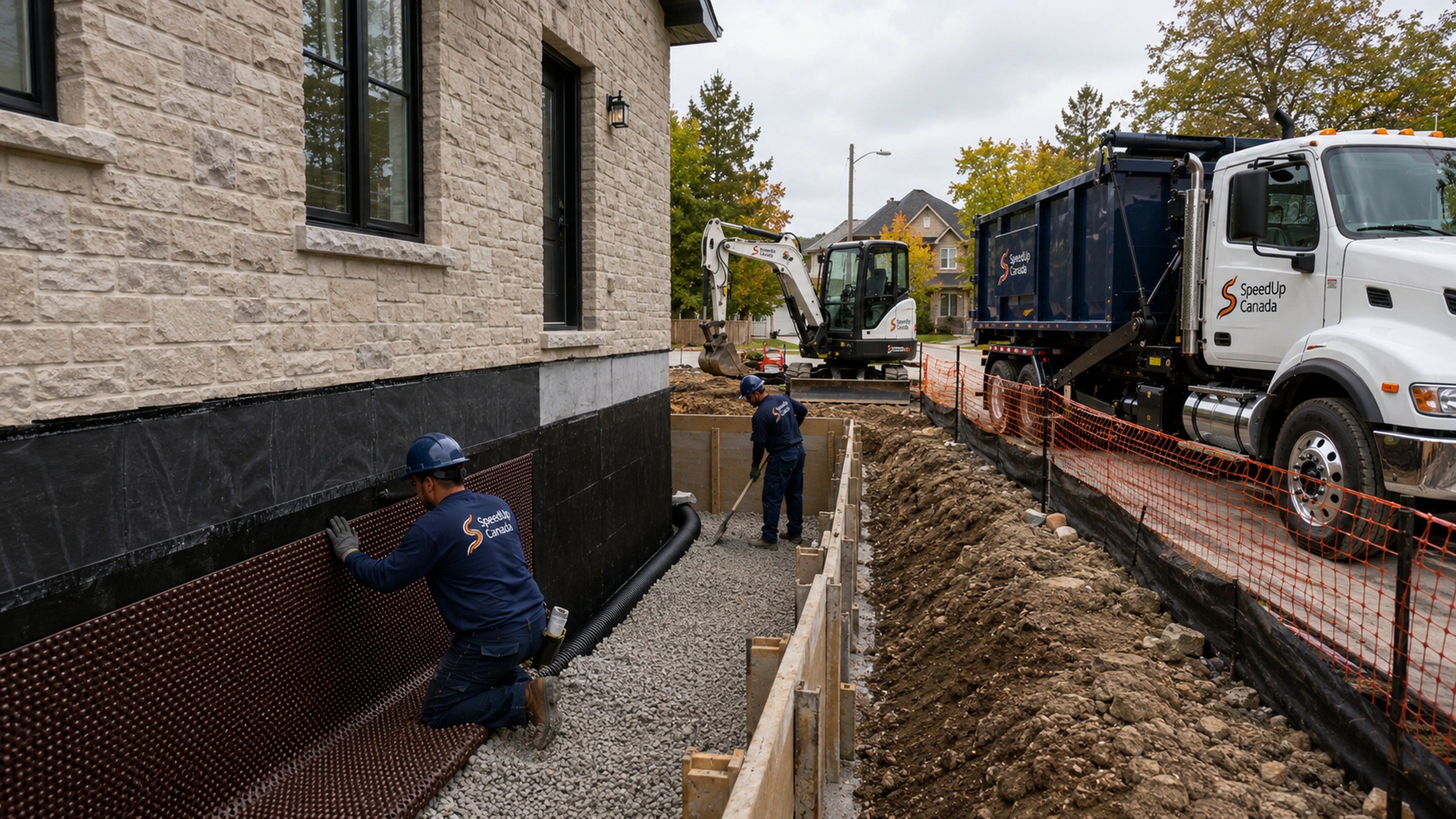 Foundation excavation and drainage work