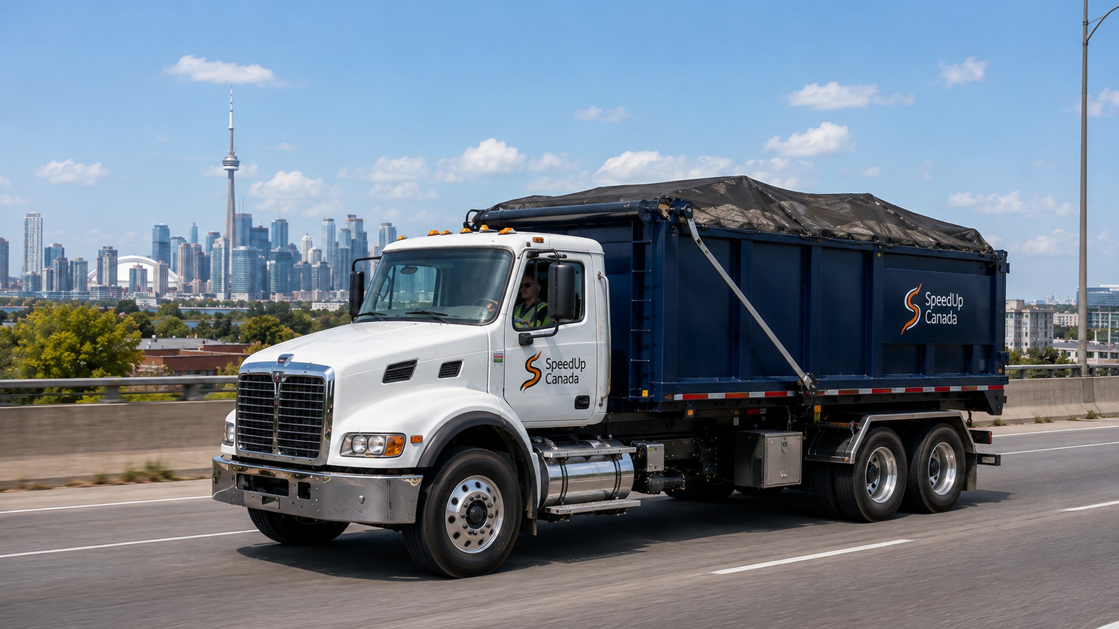 Tarped hauling load on the road