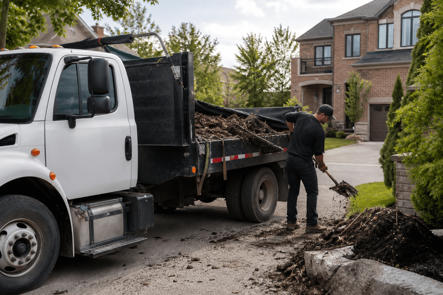 Junk removal crew clearing materials from a property