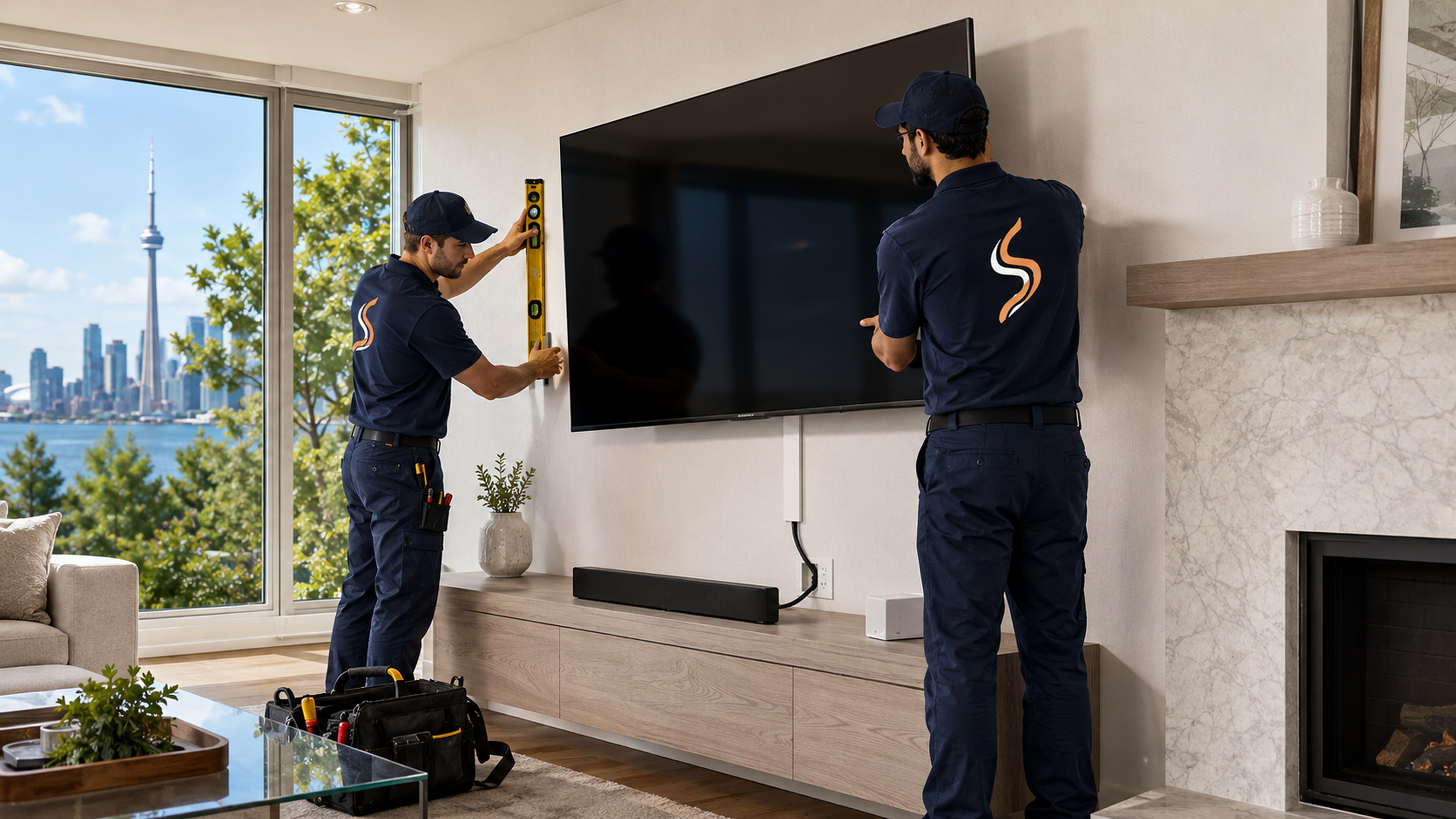 TV wall mounting installation