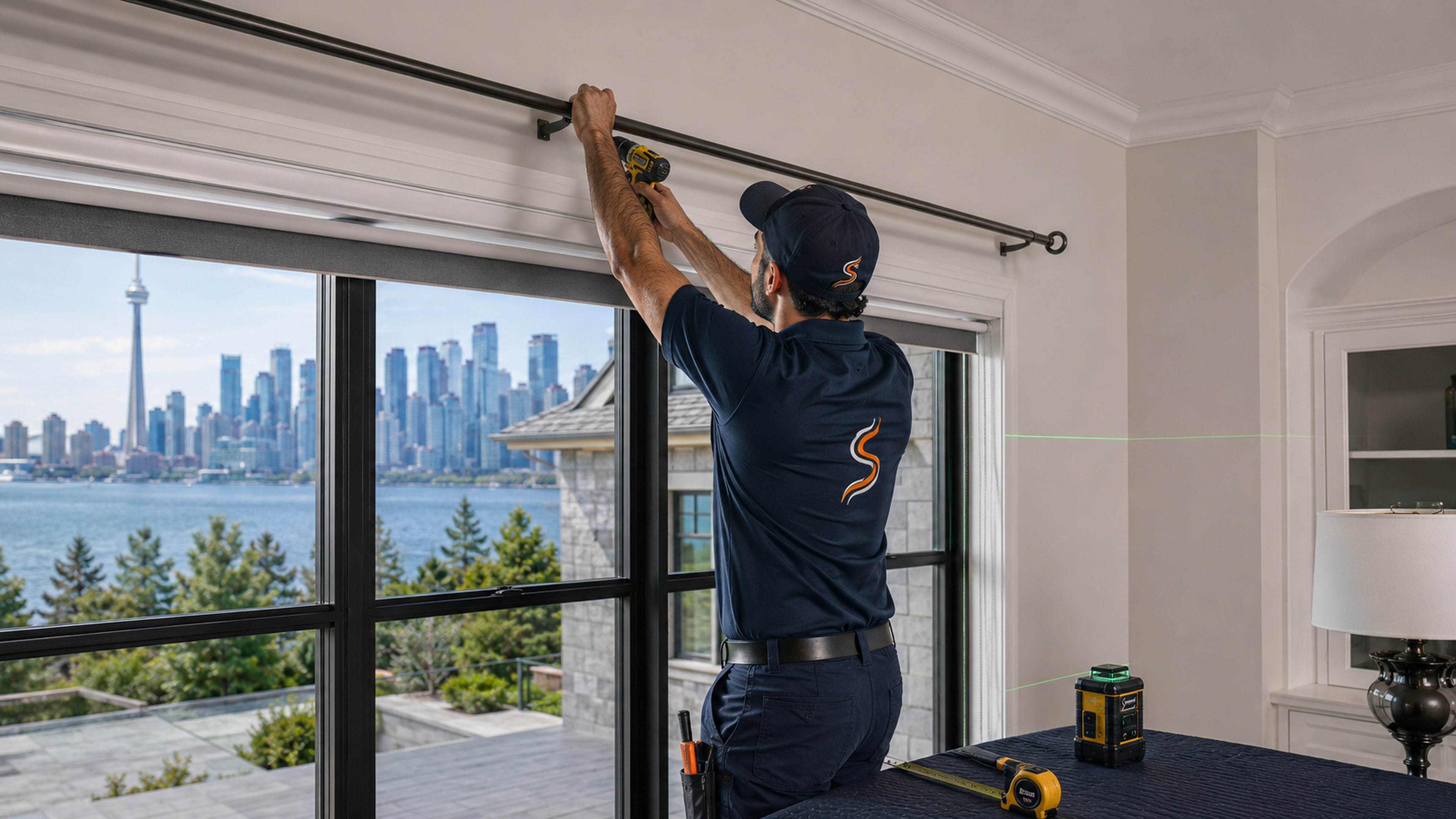 Curtain rod and blinds installation